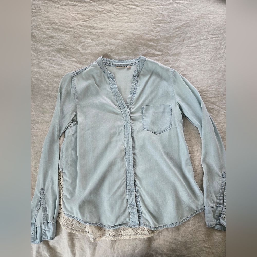 Light Blue Button-Up Blouse, Size Small